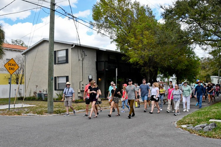 Tampa History Museum curator and author Rodney Kite-Howell takes participants on a guided tour of what remains of Dobyville in West Hyde Park neighborhood in Tampa.