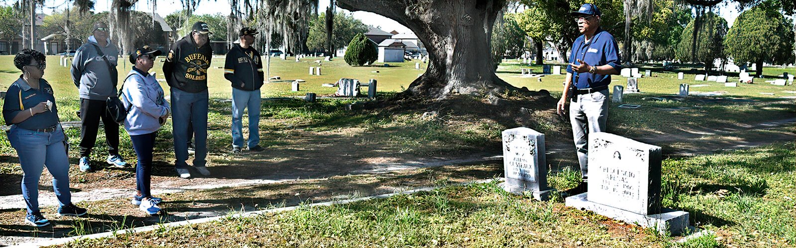 In Memorial Park Cemetery, the College Hill walking tour stops at the gravesite of American disco and rhythm and blues singer and songwriter Zulema Cusseaux (1947-2013).