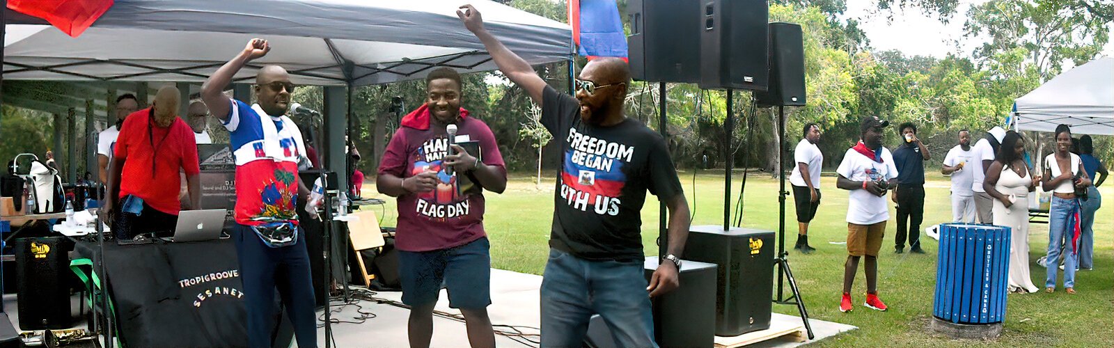 The phrase on Smith’s tee-shirt “Freedom began with us” is a reminder that Haiti became the world’s first free Black republic in 1804 after a successful slave uprising.