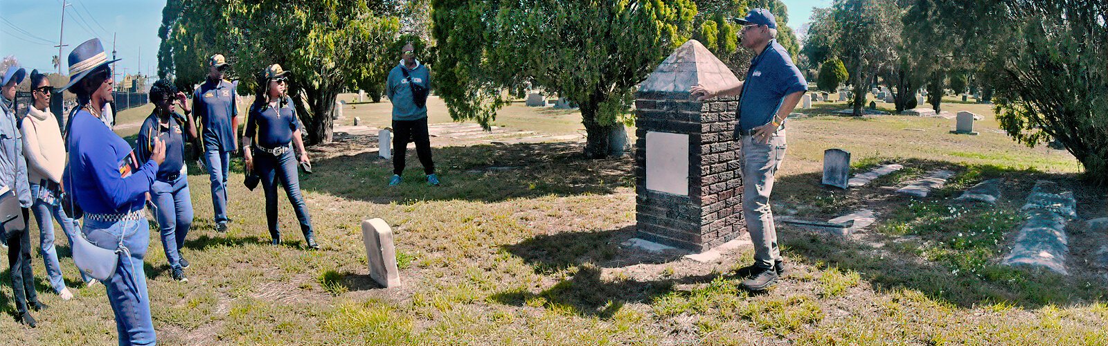 Dedicated in 1923, the Florida Negro World War Veterans Memorial honors the many World War I Black veterans buried in Memorial Park Cemetery.