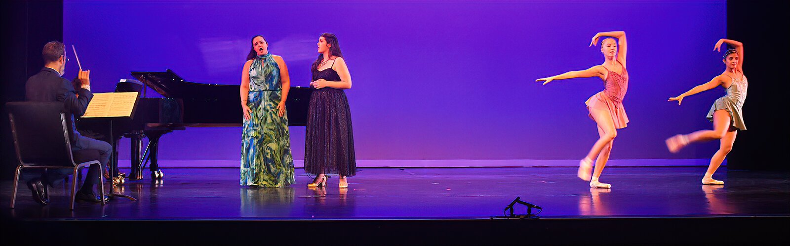 Tampa City Ballet’s Kali Bartasavich and Rosabel Garcia add interpretive dance as St Pete Opera soprano Christine Honein and mezzo-soprano Jacquelyn Pileckas sing a work by French composer Léo Delibes’ Lakmé.