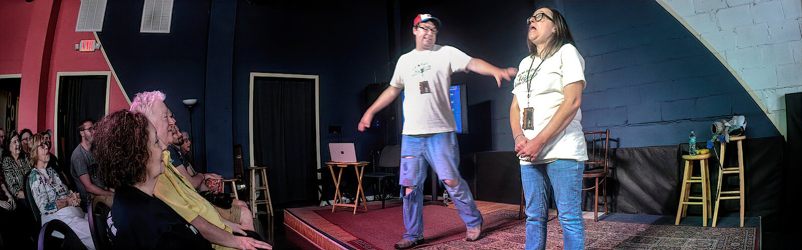 Countdown Festival co-founders Justin Peters and Kelly Buttermore perform nationally as improv duo From Justin to Kelly and own The Commodore with other partners. 