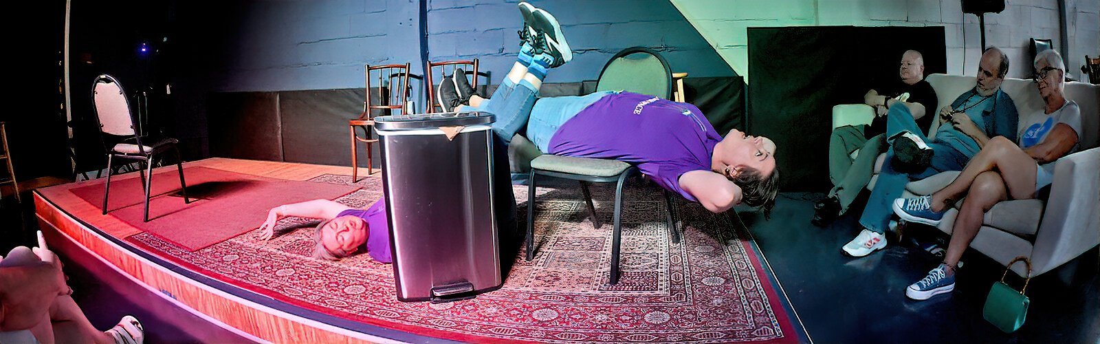 In their act Making Space, Madison, Wisconsin improv duo  Kai Lynch and Heather Renken use physical space to inspire the audience.