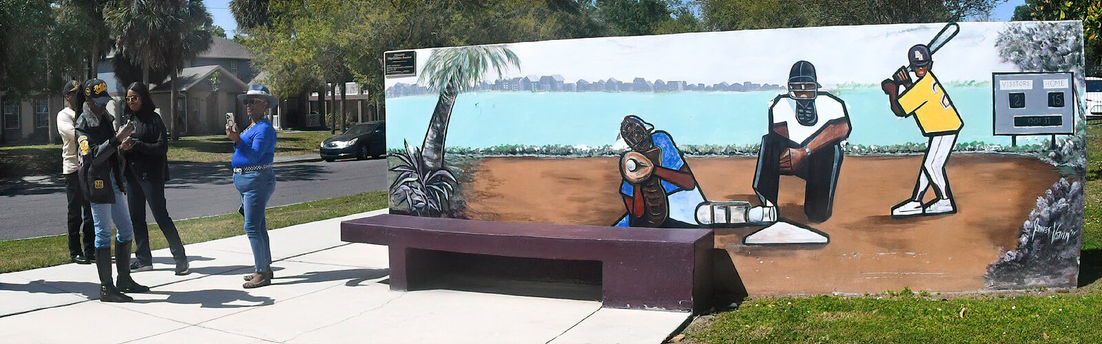 “Tribute to Negro League Baseball,” part of the “Reflections of East Tampa” mural series,  features artist James Vann’s neo-cubism style.