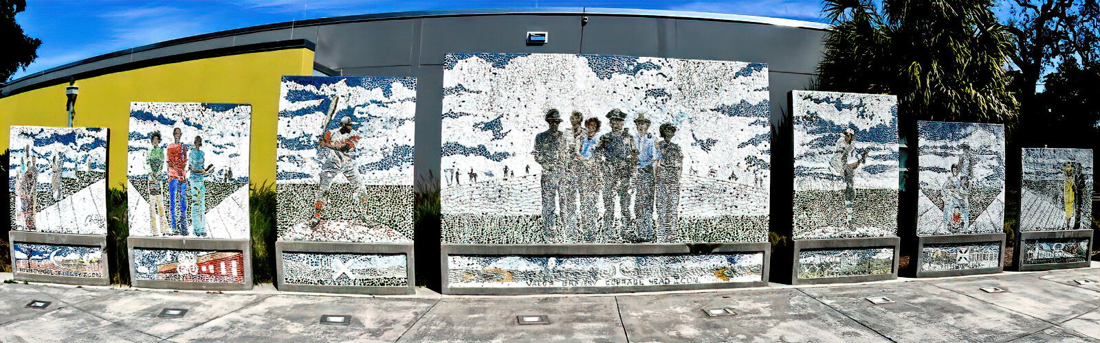  The “East Court” mosaic tile mural by artist Charles E. Humes, Jr. beautifies a gathering space outside the Tampa Police Department's District 3 station.in the College Hill-Belmont Heights neighborhood of East Tampa