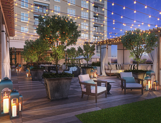 Rendering of the 8th floor patio 