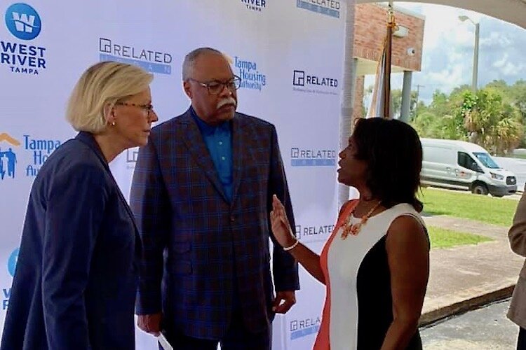 Tampa Mayor Jane Castor, CEO Jerome Ryans of the Tampa Housing Authority, and Alesia Scott-Ford of HUD's regional office in Jacksonville.