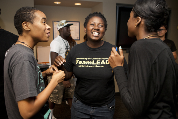 (L-R) Alex Glover, Monique Harris, Bria McGrady at an ANYTOWN meeting. - Julie Branaman