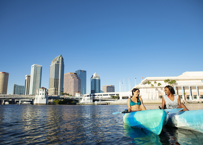 Kayaking the Hillsborough River in downtown Tampa.