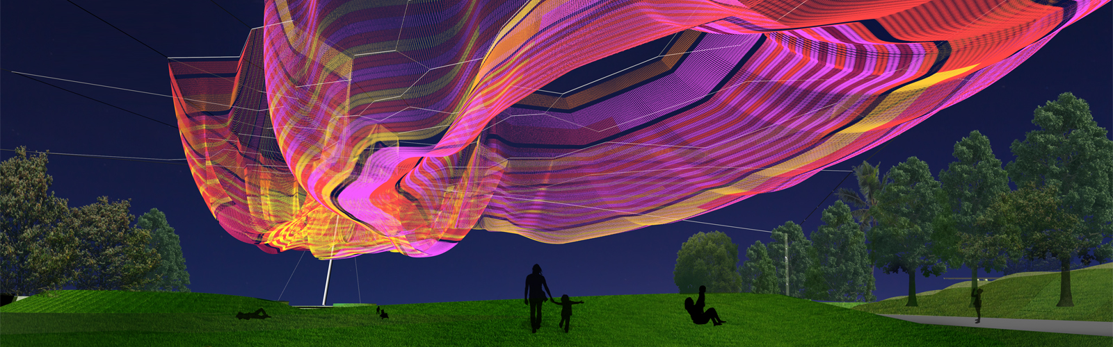 A rendering of Janet Echelman's Bending Arc for the new St. Petersburg Pier. 