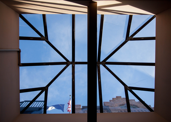 A skylight inside the brewery.