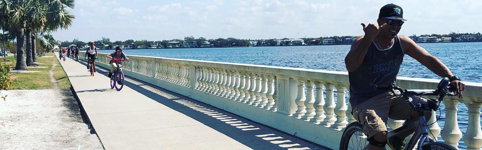 Cyclists along Bayshore Trail in Tampa. 