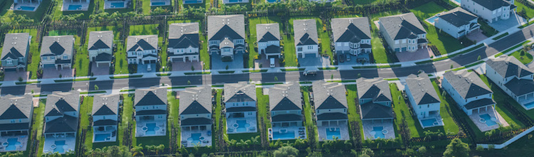 Newly built homes adjacent to where Reedy Creek crosses Interstate 4.