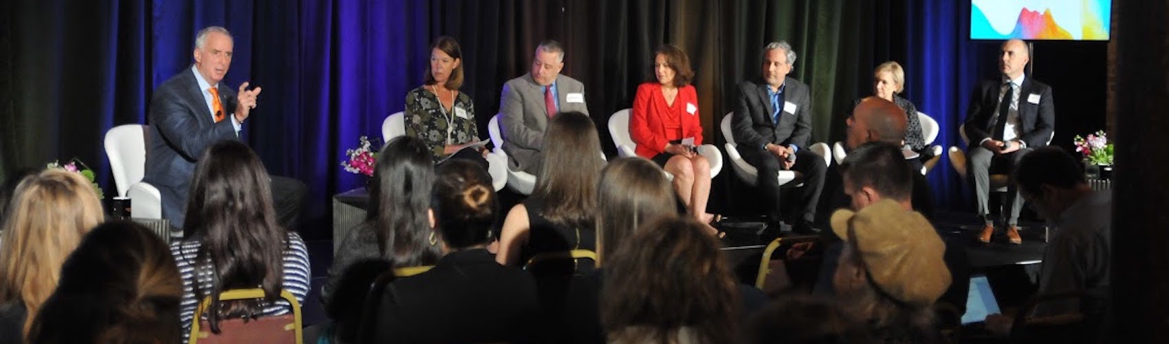 Thomas Mantz, far left, executive director of Feeding Tampa Bay, moderates a forum on hunger and food insecurity.