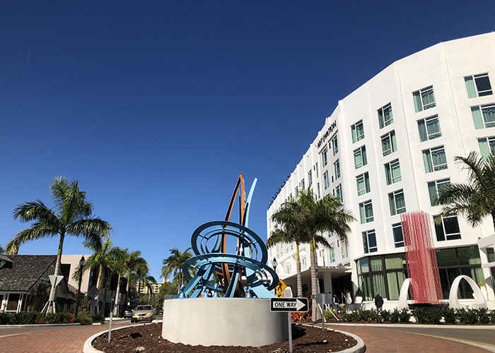 "Jumping Fish" by Jeff Laramore at a roundabout in Sarasota.  