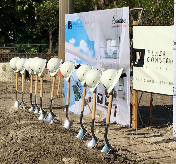 Shovels and hardhats ready for groundbreaking at The Sanctuary at Alexandra Place on Bayshore Boulevard in Tampa.