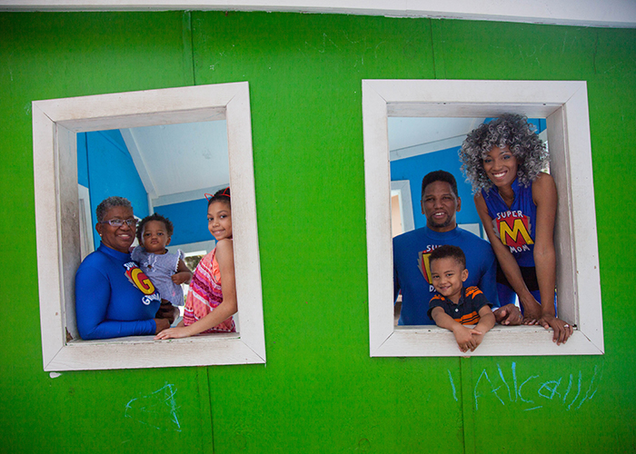 (L-R) Melody Johnson, with her family, Amber, Aubree, Maurice, Alayna, and Dylan Vernon at Macfarlane Park. 