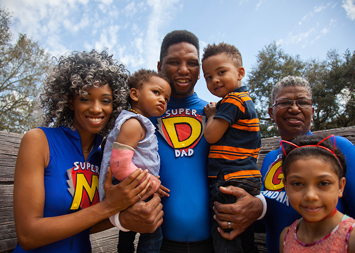 Alayna Vernon, left, and Melody Johnson, far right, co-founders of JTEP Charity with Maurice Vernon, center, Amber, Dylan, and Aubree.