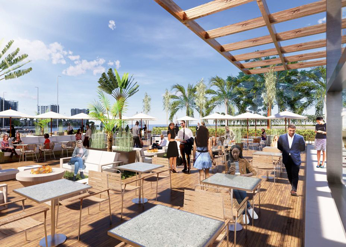 Restaurant rendering at the Westshore Marina District.