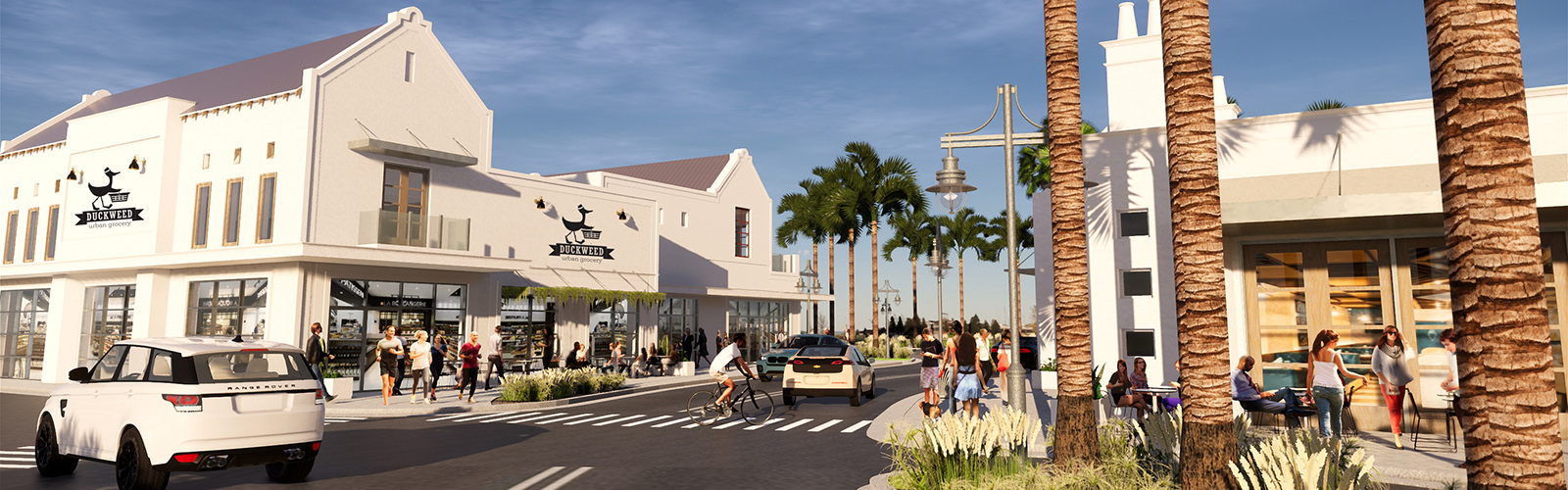 An illustration of what Duckweed Urban Market might look like at the Westshore Marina District.