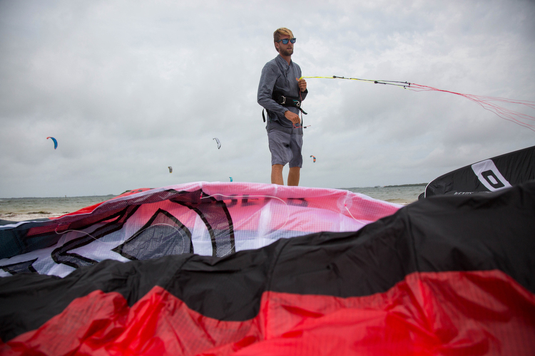 Dave Tichman of Elite Watersports in St. Pete preps to give kite surfing lessons.
