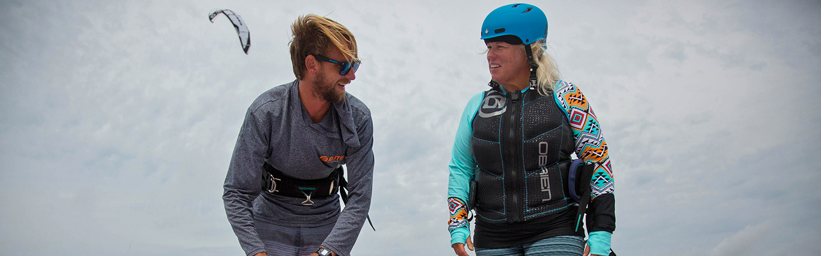 Dave Tichman and Barb Draves head out in high winds for kiteboarding lessons in St. Pete.