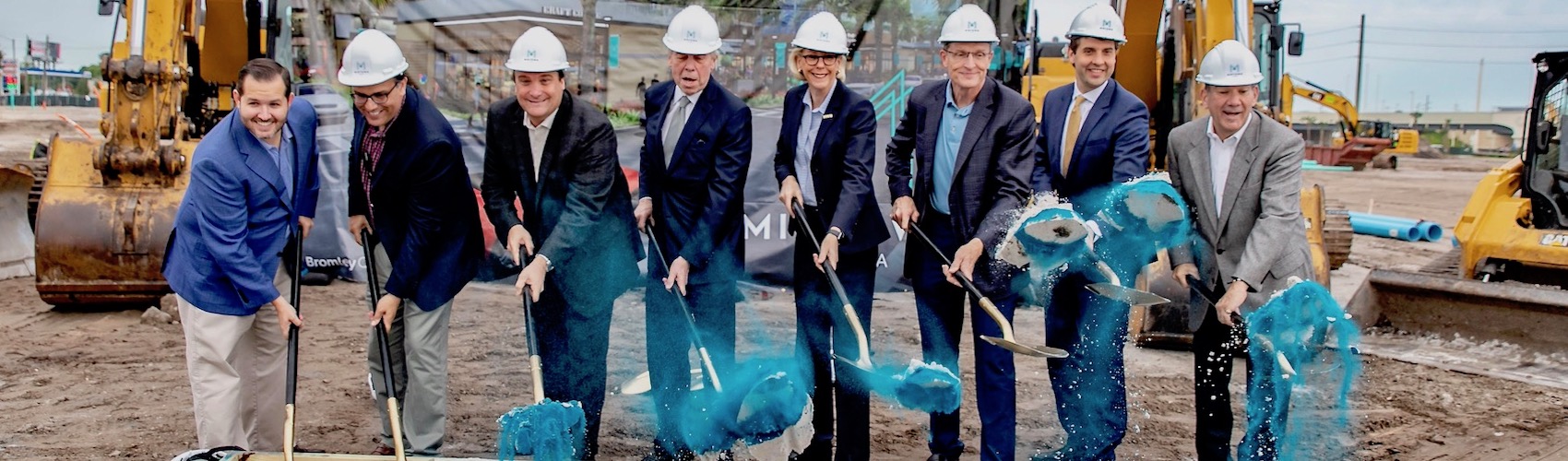 Local dignitaries led by Tampa Mayor Jane Castor break ground on Midtown development by Bromley Companies.