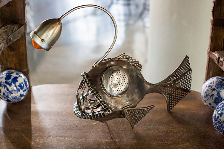 A replica of an angler fish made by Dominique Martinez, owner of Rustic Steel.