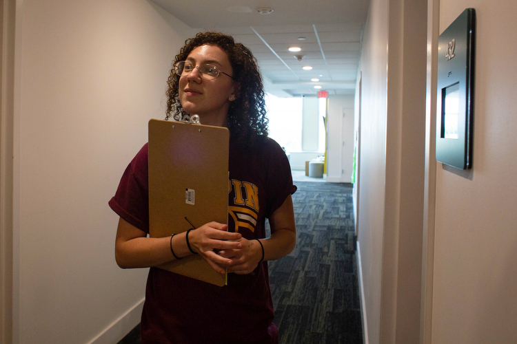 Kayla Homsey, is a resident at Beacon Hall dorms at USF, a co-ed dorm that houses 290 students.