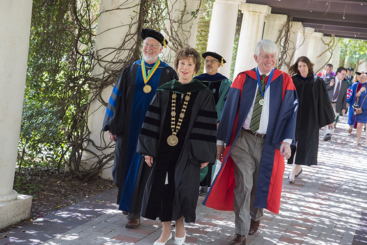 Former USF President Judy Genshaft and Provost Ralph Wilcox, who led the school to unprecedented heights (2017).