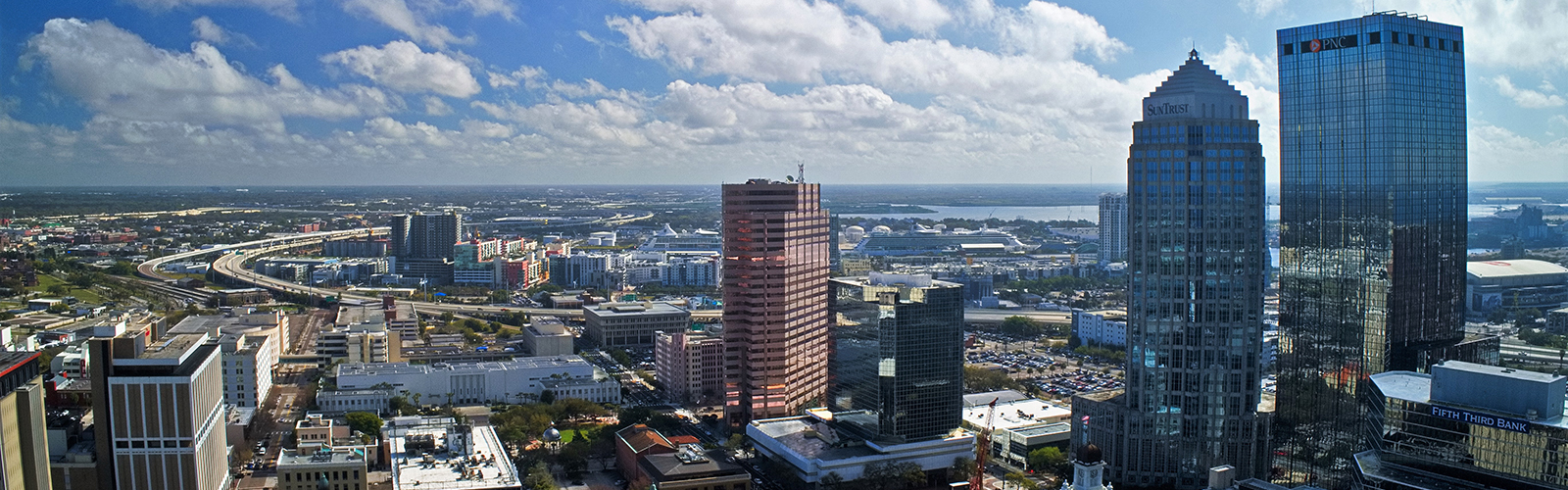 Drone perspective of potential view from Arris Tampa.