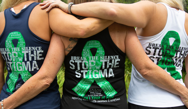 Lisa Acierno, center, with friends days before taking part in the, "Out of the Darkness Overnight Walk" held in Boston.