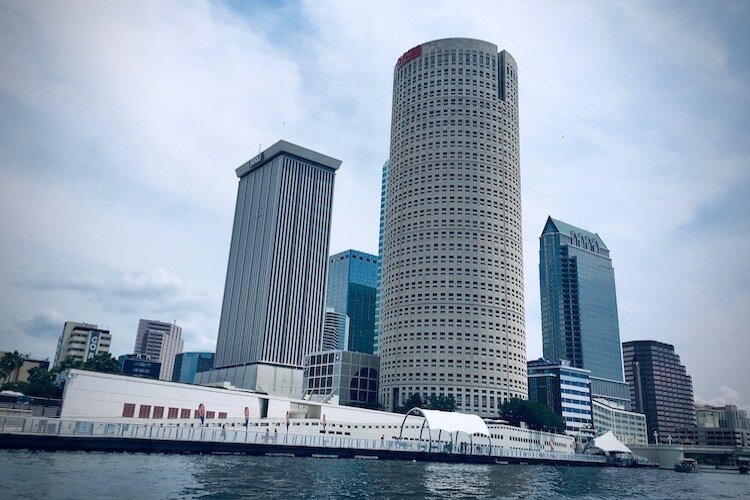 Tampa skyline on a cloudy day.