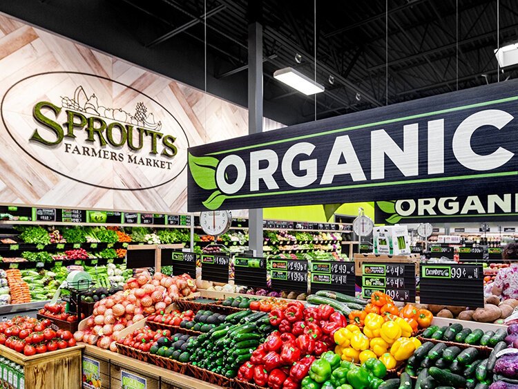 Veggies and other fresh produce on display at Sprouts.