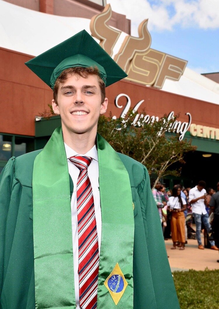 João Pedro Pinto on graduation day at USF.