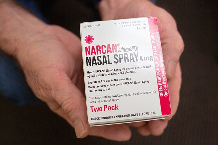 Narcan Nasal Spray is offered with training for free to temporarily help stop an opiate overdose. 