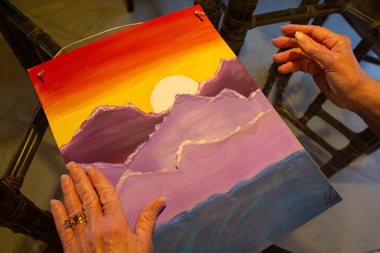 A painting Janet Sizeler made at Jaime's Adult Day Center in Tampa, a place that provides supportive care for patients with memory impairment conditions.