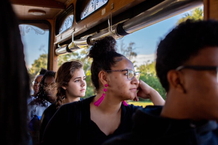 Youth Farm at Enoch Davis Center students look out over 22 Street South in St. Pete, once a bustling street for the African American community in the 1960s, where African Americans were known to take care of their own during times of segregation.