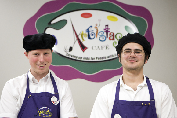 Bryan Martin (left) and Tony Aponte are employees at Artistas Cafe. - Julie Branaman