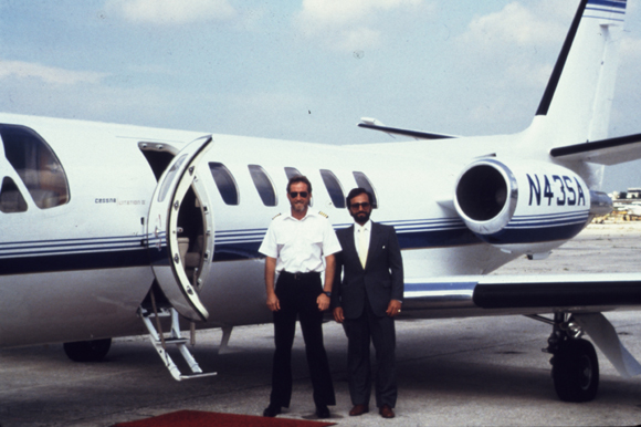 Robert Mazur (right) and the plane used in the undercover operation. 