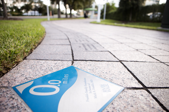 The Tampa Riverwalk starting mile marker  