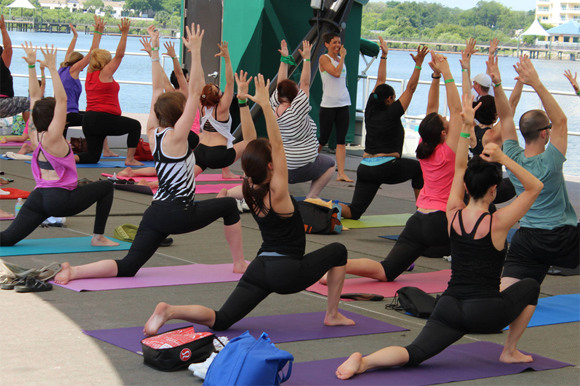 Yoga enthusiasts took to the mats in Orlando for a similar fundraising event focused on healthy living and exercise. 