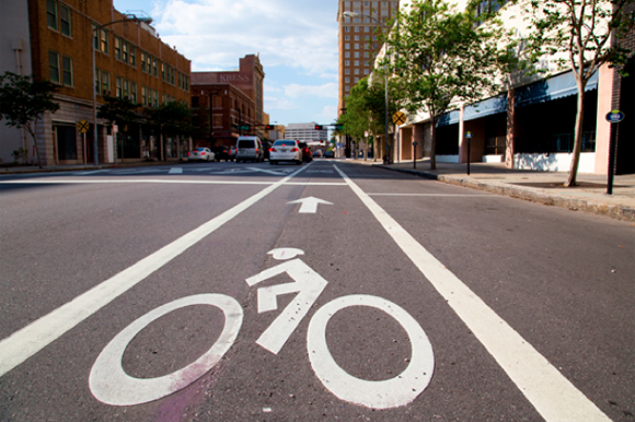 Downtown Tampa bike lane.