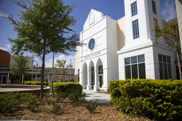 Native landscaping is used throughout the grounds at Metropolitan Ministries. 