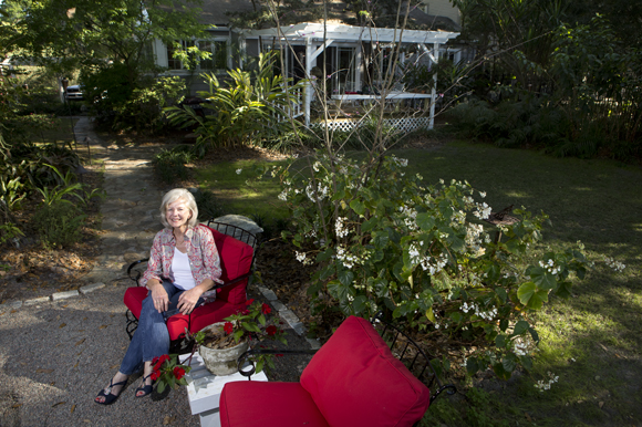 Landscape architect Laurie Potier-Brown designed the backyard of her Seminole Heights home.