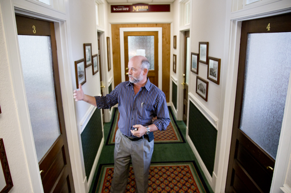 Ed Verner shows some of the office space in the Lee Building. 