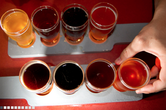 Beer flight at Cigar City Brewing.