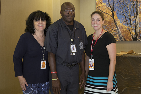 (L-R) Caseworker Teri Taylor, William Cooper and Dr. Mary Dorritie, chief of Tampa VAMC domiciliary care.