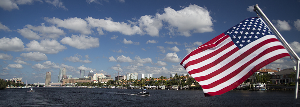 Leaving Downtown Tampa by boat.