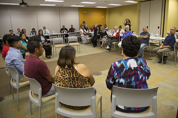 Lourdes Villanueva leads a roundtable discussion during the White House Initiative on Educational Excellence for Hispanics event at H.C.C. in Ruskin. 